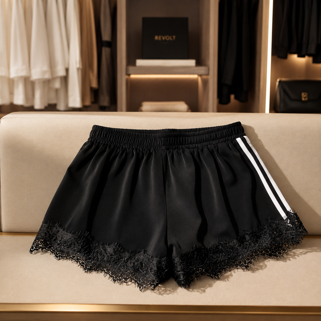 Satin Lace-Trim Shorts